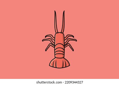 Lobster Vector Icon Illustration. Animal Nature Icon Design Concept. Crawfish, Sea Food, Sea Animal, Objects, Norway Lobster, Clam, Dinner Food.