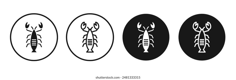 Lobster vector icon set black filled and outlined style.