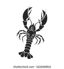 Lobster vector icon.Black,simple vector icon isolated on white background lobster.