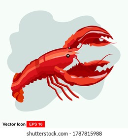 Lobster vector illustration in cartoon style. Seafood product design.