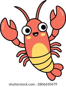 Lobster vector illustration cute red crayfish sea animal character for seafood restaurant design