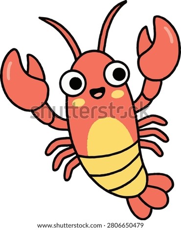 Lobster vector illustration cute red crayfish sea animal character for seafood restaurant design