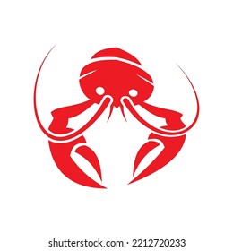 plantilla de logotipo de icono de ilustración de vector de bogavante