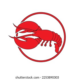 plantilla de logotipo de icono de ilustración de vector de bogavante