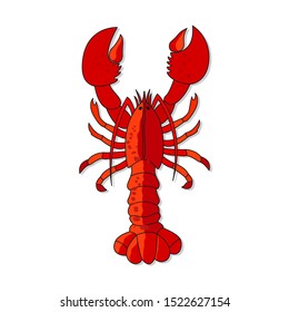 Lobster vector illustration isolated on white background. Fresh seafood icon.