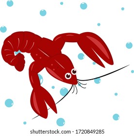 Lobster vector illustration isolated on a white background. Omar. Sea animal. Flat style.
