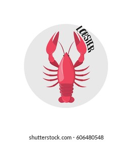 Lobster. Vector illustration. Pink lobster icon isolated on white background.
