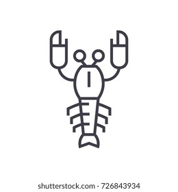 lobster vector line icon, sign, illustration on background, editable strokes
