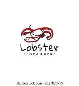 Lobster vector logo vintage hand-drawn, seafood illustration symbol classic and rustic, very elegant for a company.