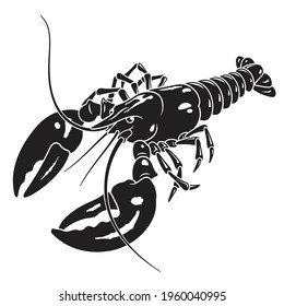 Lobster vector silhouette isolated on white
