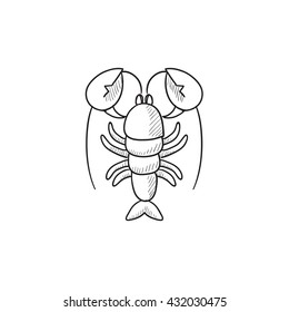 Lobster vector sketch icon isolated on background. Hand drawn Lobster icon. Lobster sketch icon for infographic, website or app.
