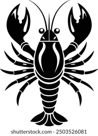 Ilustración de silueta de estilo de Vector de langosta