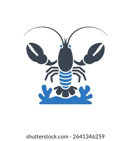 Lobster in water with large claws icon