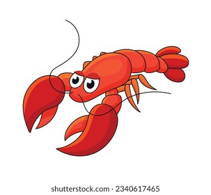 Lobster. Wildlife cartoon illustration. Vector drawing