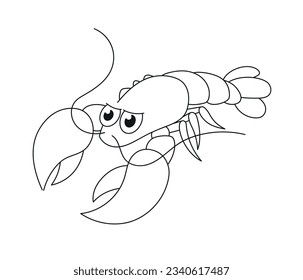 Lobster. Wildlife outline illustration. Vector drawing