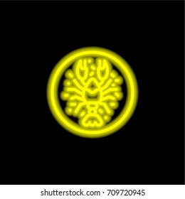 Lobster yellow glowing neon ui ux icon. Glowing sign logo vector