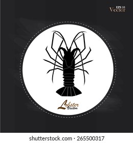 Lobster.Lobster vector on chalkboard.vector illustration.              