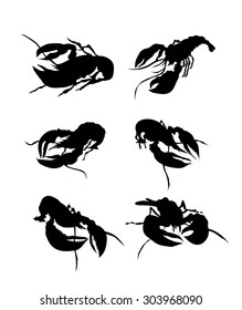 Lobsters Silhouette Set 