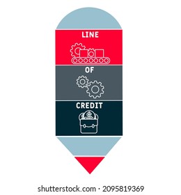 LOC - Line of Credit acronym. business concept background. vector illustration concept with keywords and icons. lettering illustration with icons for web banner, flyer, landing page