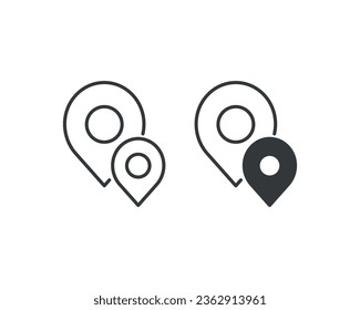 Ilustración vectorial de icono de ubicación. Pin puntero sobre fondo aislado. Concepto de signo de posición.