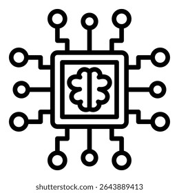 ícone de inferência AI local com estilo de linha