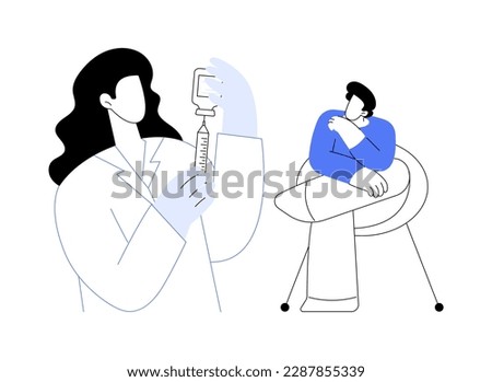 Local anesthetic abstract concept vector illustration. Doctor draws syringe medication, pain sensation, local anesthetic, medicine industry, anesthesiology in emergency room abstract metaphor.