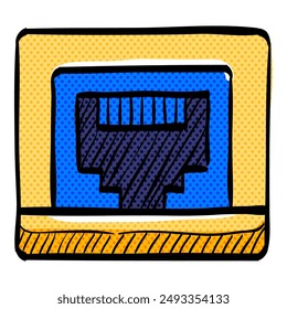 Local area connector halftone icon hand drawn color vector illustration