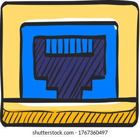 Local Area Connector Icon In Color Drawing. Computer Network Internet Connection Broadband Infrastructure