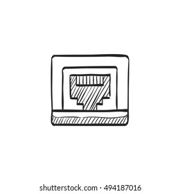 Local area connector icon in doodle sketch lines. Computer network internet connection broadband infrastructure
