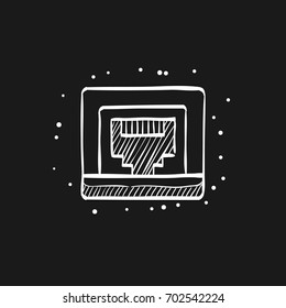 Local area connector icon in doodle sketch lines. Computer network internet connection broadband infrastructure