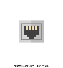 Local area connector icon in flat color style. Computer network internet connection broadband infrastructure