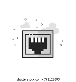 Local area connector icon in flat outlined grayscale style. Vector illustration.