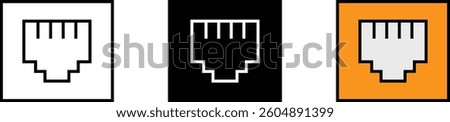 Local area connector icon in lined, isolated and colored style.  Computer network internet connection. Telephone Socket icon. Vector illustration