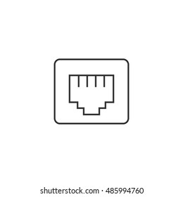 Local Area Connector Icon In Thin Outline Style. Computer Network Internet Connection Broadband Infrastructure