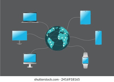 Local area network 3d diagram. Internet concept.