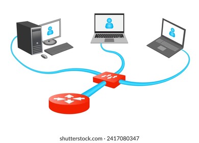 Local area network 3d diagram. Internet concept.