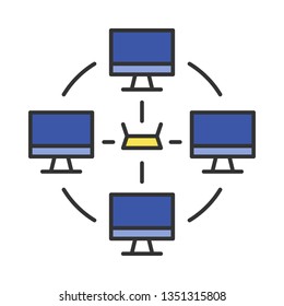 Local Area Network Color Icon. Esports Community. LAN. Computer Network. Interconnections Between Gamers. Isolated Vector Illustration