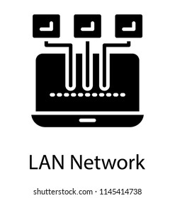 Local area network connection diagram on laptop 