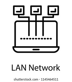 Local area network connection diagram on laptop 