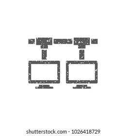 Local area network icon in grunge texture. Vintage style vector illustration.