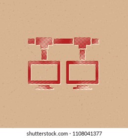 Local area network icon in halftone style. Grunge background vector illustration.