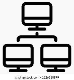 Local area network icon. Illustration of internet connection. Social network. Remote access to the server. Vector icon.