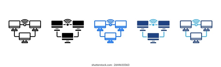 Local Area Network icon set multiple style collection
