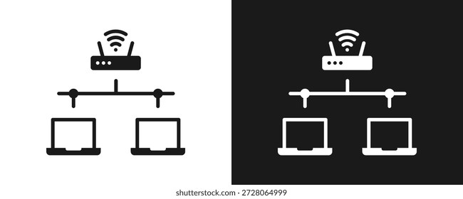 Conjunto De Iconos De Redes De Área Local Glifo En Fondo Blanco Y Negro