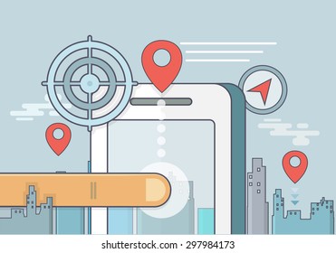 Local area, travel, e-commerce and Gps concept. Flat design. Vector Illustration.