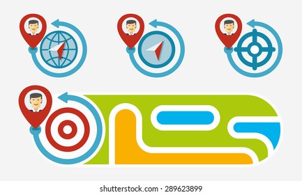 Local area, travel and Gps concept. Flat design. Vector Illustration.