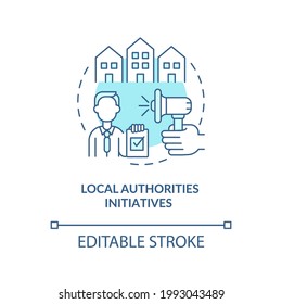 Local authorities initiatives concept icon. Development program abstract idea thin line illustration. Community wellbeing improvement. Vector isolated outline color drawing. Editable stroke