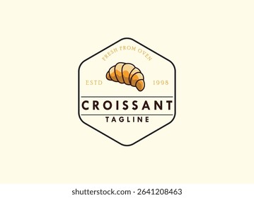 Local Bread Croissant Logo Design. Fresh baked Croissant Shop Logo