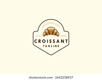 Local Bread Croissant Logo Design. Fresh baked Croissant Shop Logo
