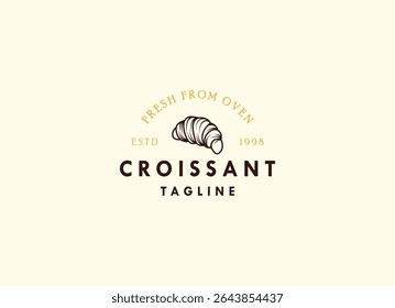 Local Bread Croissant Logo Design. Fresh baked Croissant Shop Logo